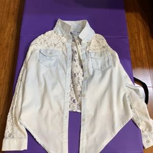 Light Wash Denim and Lace Long Sleeve